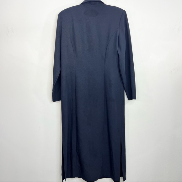 Vintage 90s minimalist Canadian made long blue duster jacket coat 9/10 - Picture 5 of 13